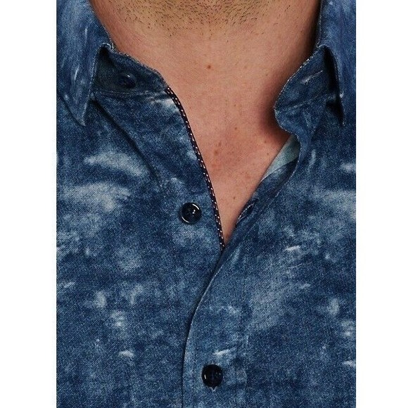 Robert Graham Ferndale Cotton Twill Woven Button Down Long Sleeve Shirt Blue XS - Picture 3 of 12